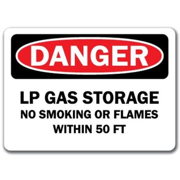 Signmission -LP Gas Storage No Smoking or Flames in 50 FT.-10x14 OSHA, LP Gas Stor No Smok or Flam in 50 FT DS-LP Gas Stor No Smok or Flam in 50 FT